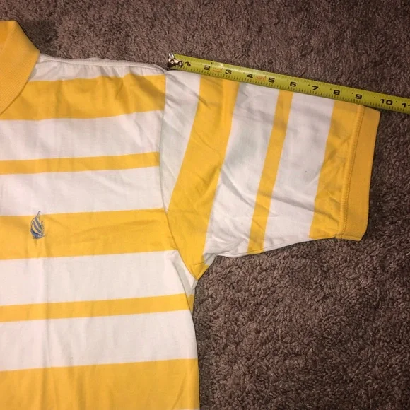 Vintage 80s 90s Nautica Polo Row Crew Preppy Yellow Work School Ivy League Shirt - Picture 10 of 13